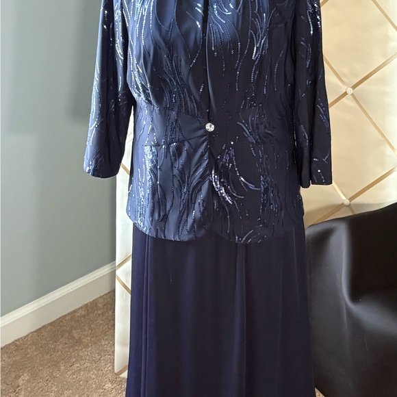 Alex Evenings Sequined A Line Midi Dress With Jacket SZ 12 - Picture 12 of 14
